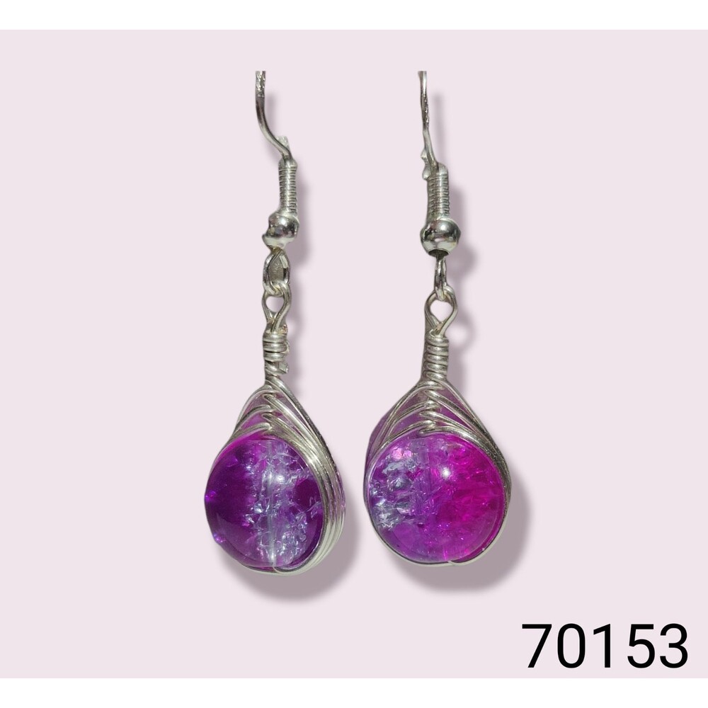 Pink Purple Swirl Crinkle Crystal Earrin